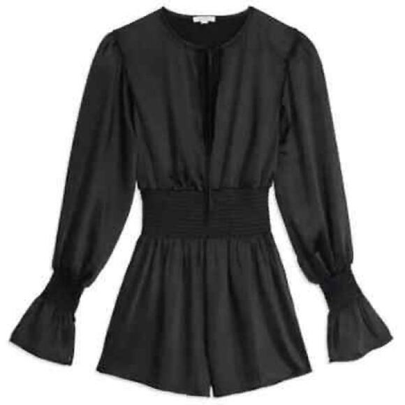 WeWoreWhat Smocked Long Sleeve Romper Women's Medium Long Sleeve - Picture 2 of 12